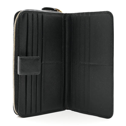 Prada Saffiano Metal Zip Around Organizer Wallet Black 6 of 11