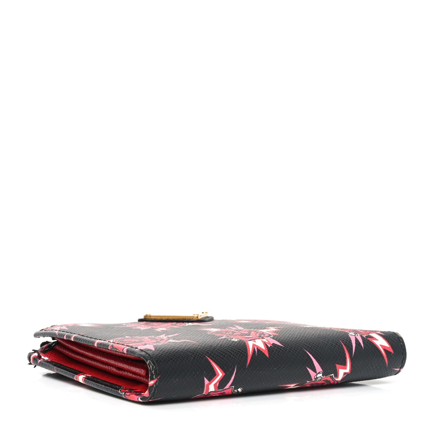 Prada X UNIVERSAL STUDIOS Saffiano Frankenstein Rose Zip Top Compact Wallet Lacca 4 of 6