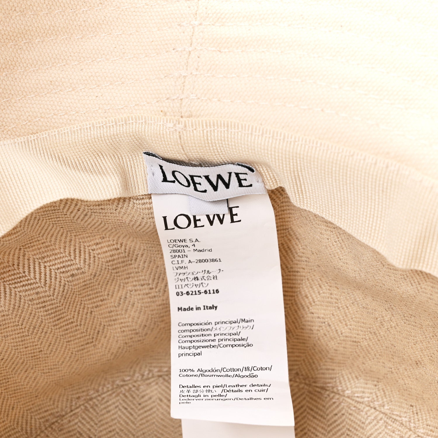 Loewe Canvas Calfskin Fisherman Bucket Hat 57 Soft White 7 of 8