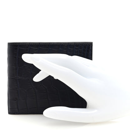 Hermes Matte Alligator MC2 Copernic Compact Wallet Black Bleu Electrique 2 of 6