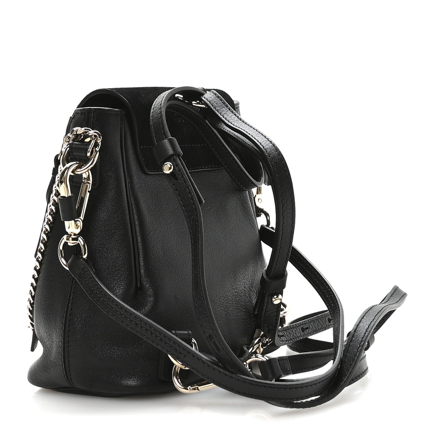 Suede Calfskin Mini Faye Backpack Black