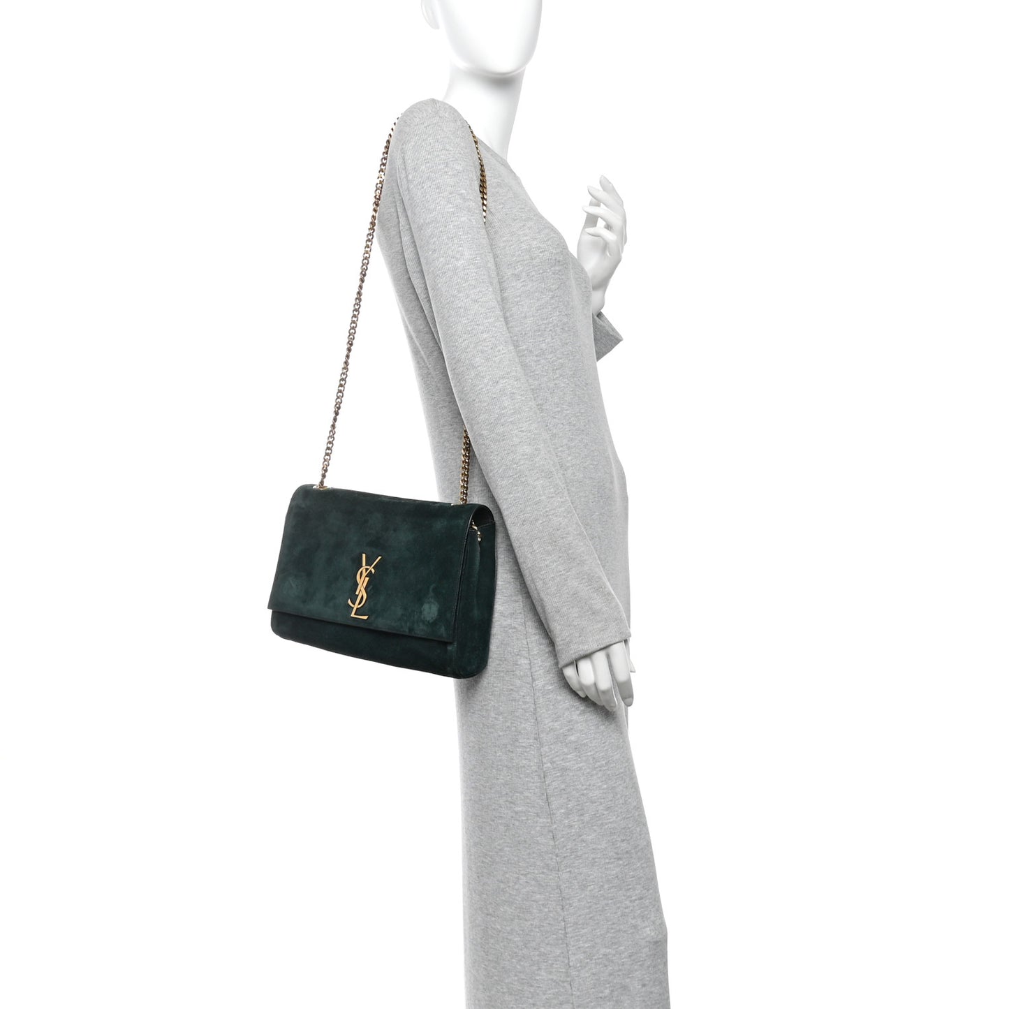 Smooth Calfskin Suede Medium Reversible Monogram Kate Satchel Black