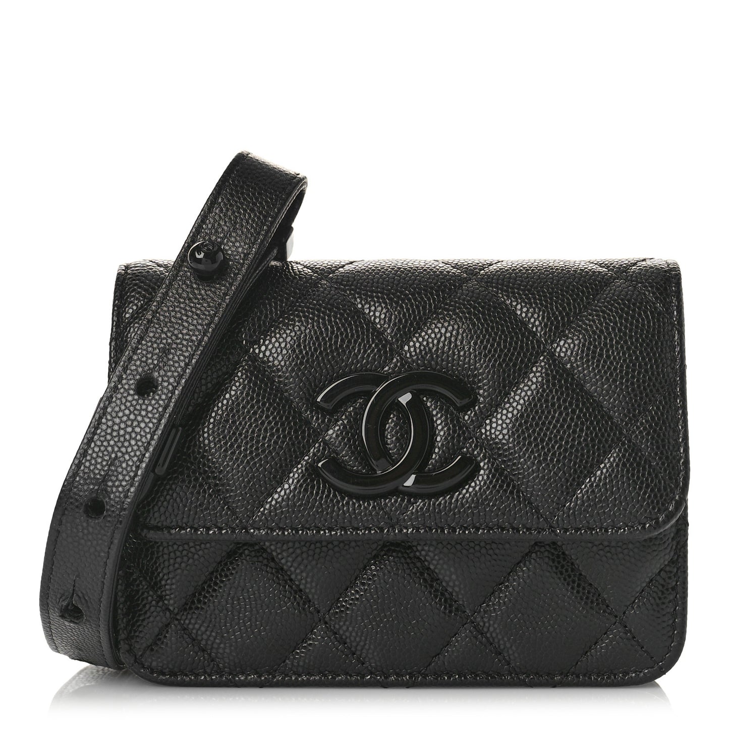 Caviar Quilted My Everything Belt Flap Card Holder Black