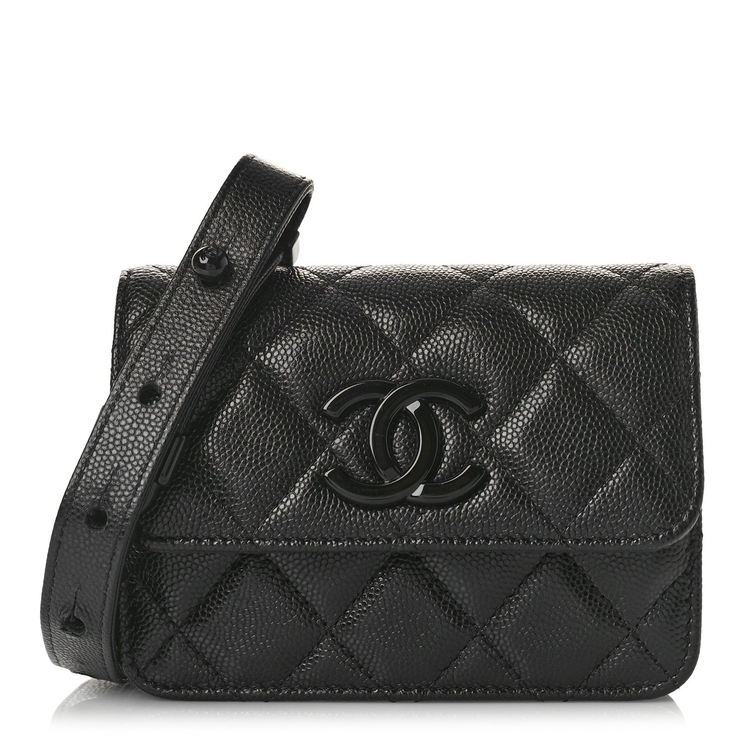 Chanel Caviar Quilted My Everything Belt Flap Card Holder Black 1 of 9