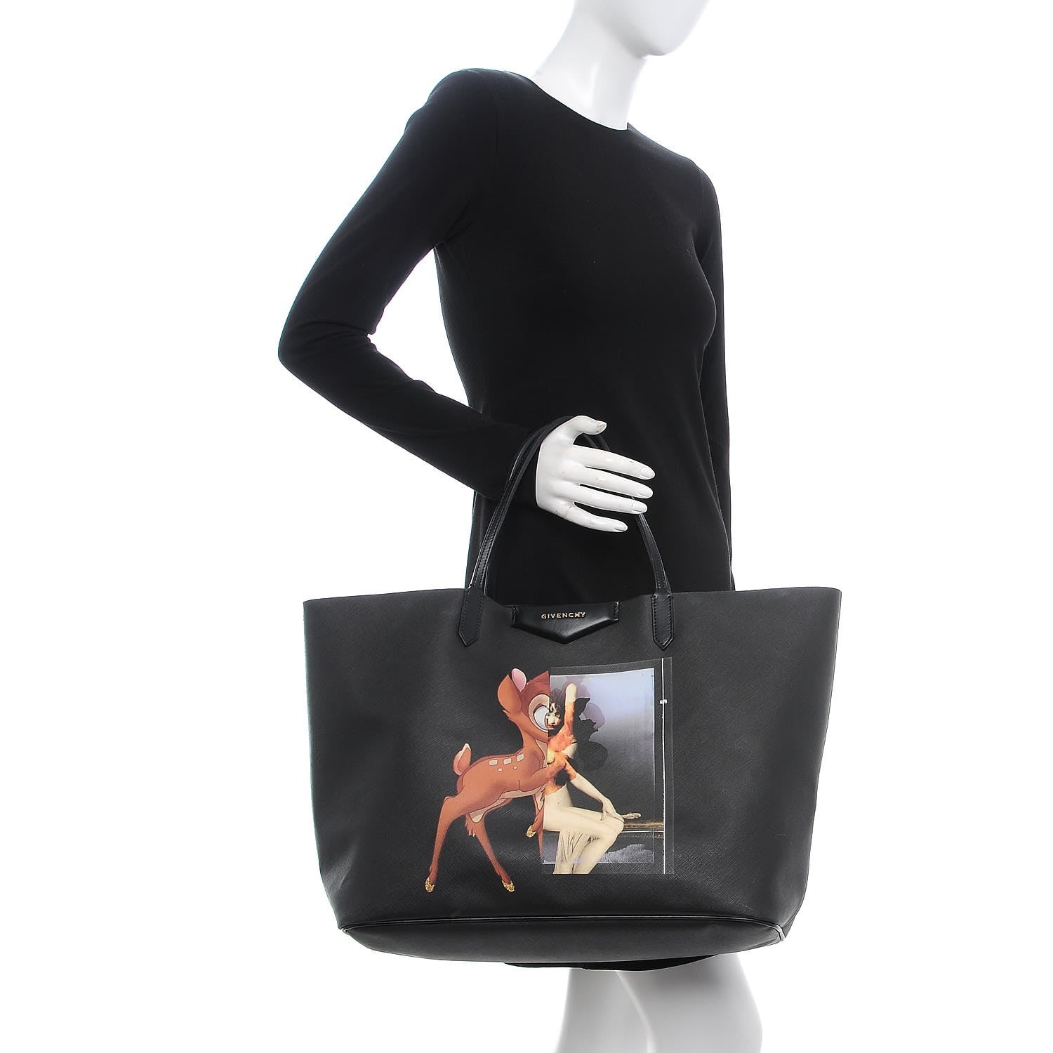 Givenchy Textured Coated Canvas Bambi Print Large Antigona Tote Black 2 of 23