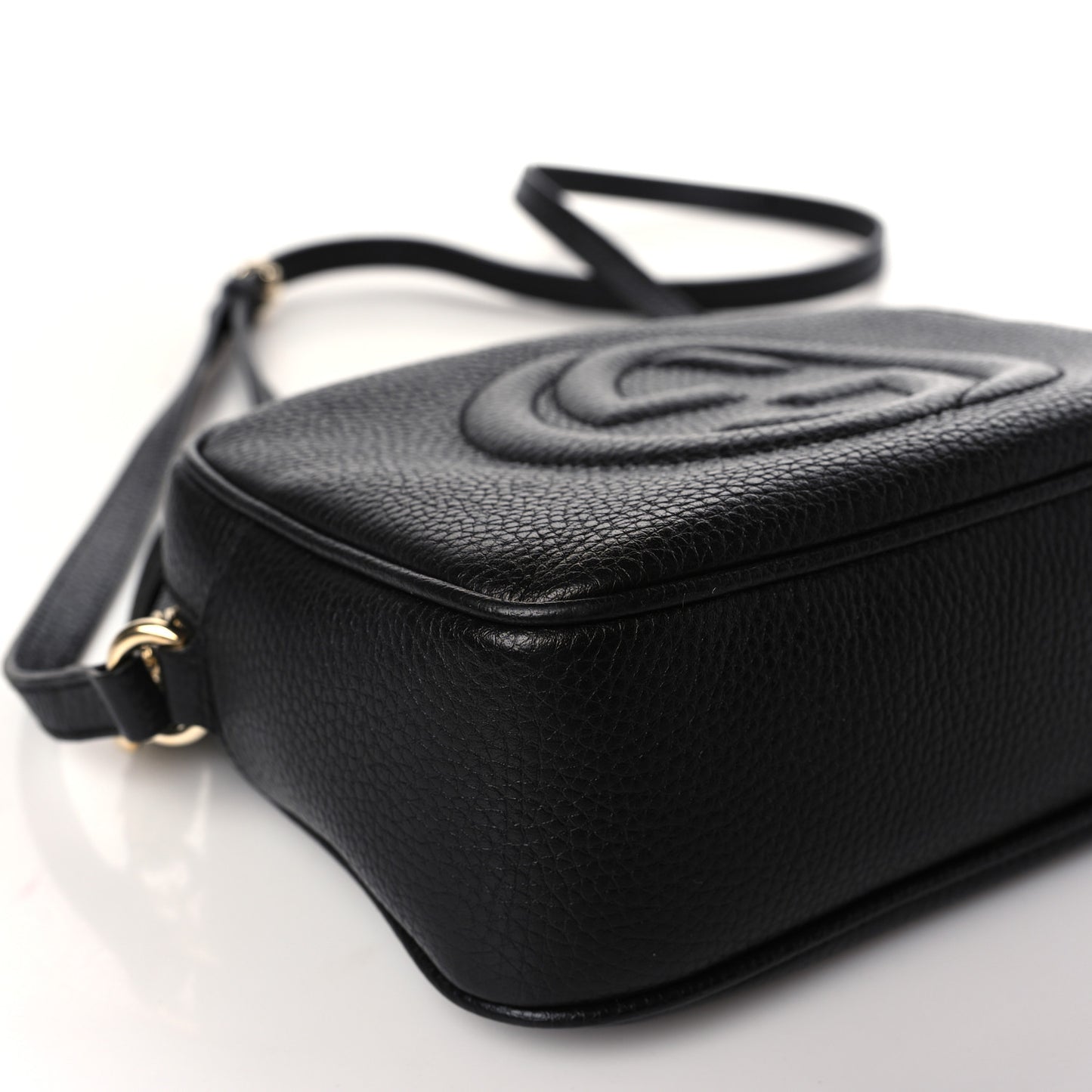 Pebbled Calfskin Small Soho Disco Bag Black