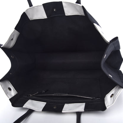 Saint Laurent Canvas Noe Striped Tote Black White 5 of 9