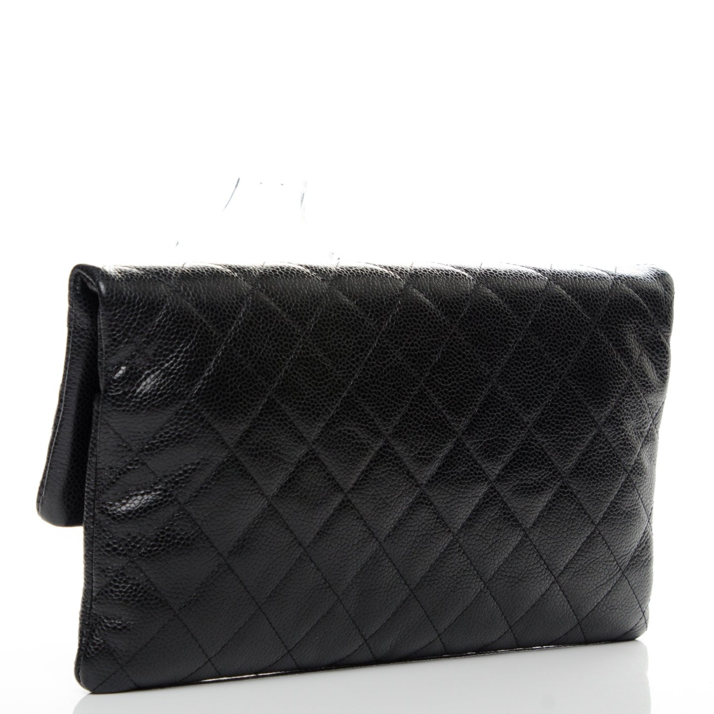 Caviar Quilted CC Beauty Clutch Black