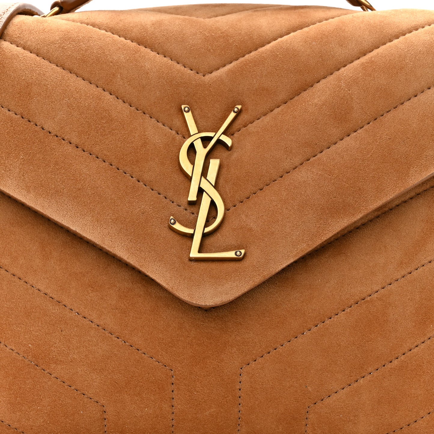 Suede Calfskin Y Quilted Monogram Small Loulou Chain Satchel Cinnamon