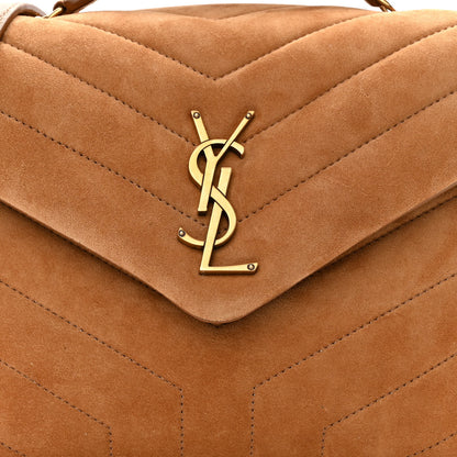 Saint Laurent Suede Calfskin Y Quilted Monogram Small Loulou Chain Satchel Cinnamon 8 of 10