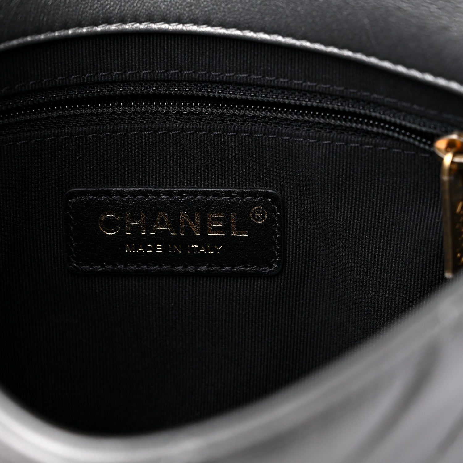 Chanel Metallic Lambskin Quilted Small Side Note Flap Grey 6 of 11
