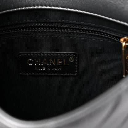 Chanel Metallic Lambskin Quilted Small Side Note Flap Grey 6 of 11