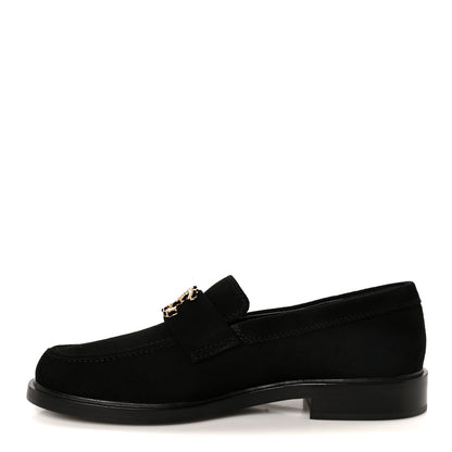 Chanel Suede Kidskin Crystal CC Loafers 38 Black 1 of 11