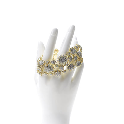 David Yurman 18K Yellow Gold Diamond Starburst 3-Row Statement Bracelet 2 of 6