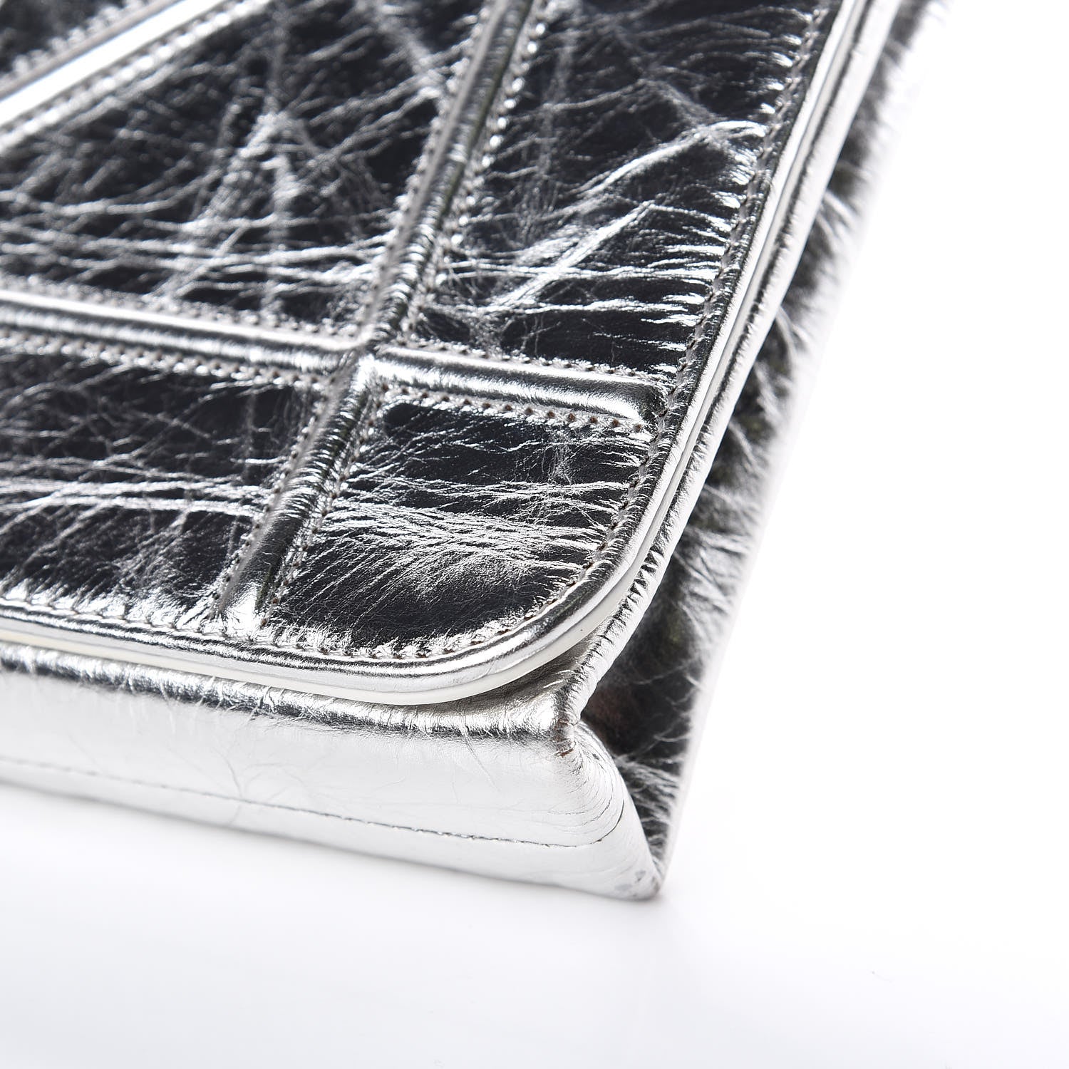 Christian Dior Metallic Calfskin Diorama Clutch Silver 8 of 8
