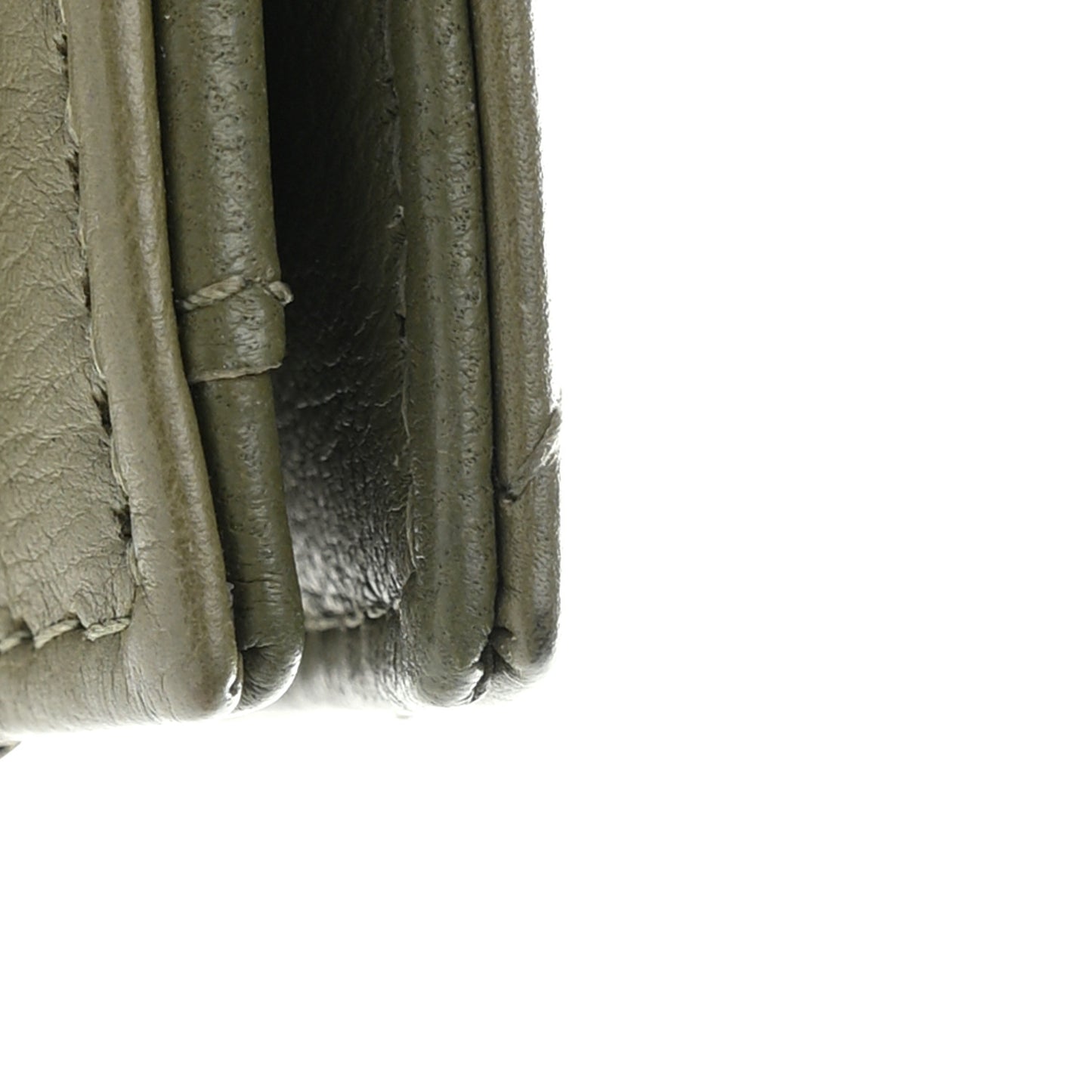 Calfskin Chevron Quilted Card Holder Wallet Khaki