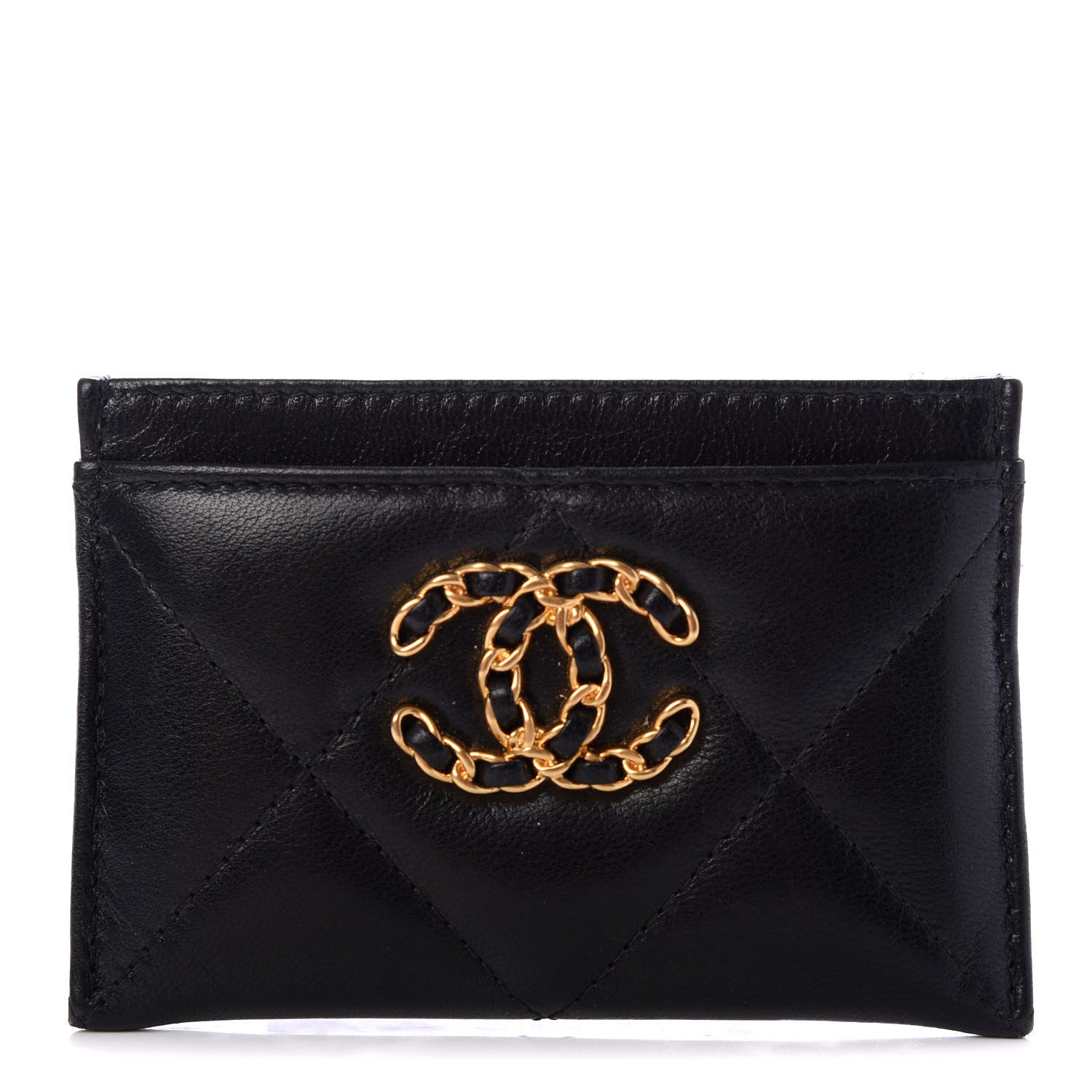 Chanel Goatskin Quilted Chanel 19 Card Holder Black 1 of 9