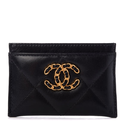 Chanel Goatskin Quilted Chanel 19 Card Holder Black 1 of 9