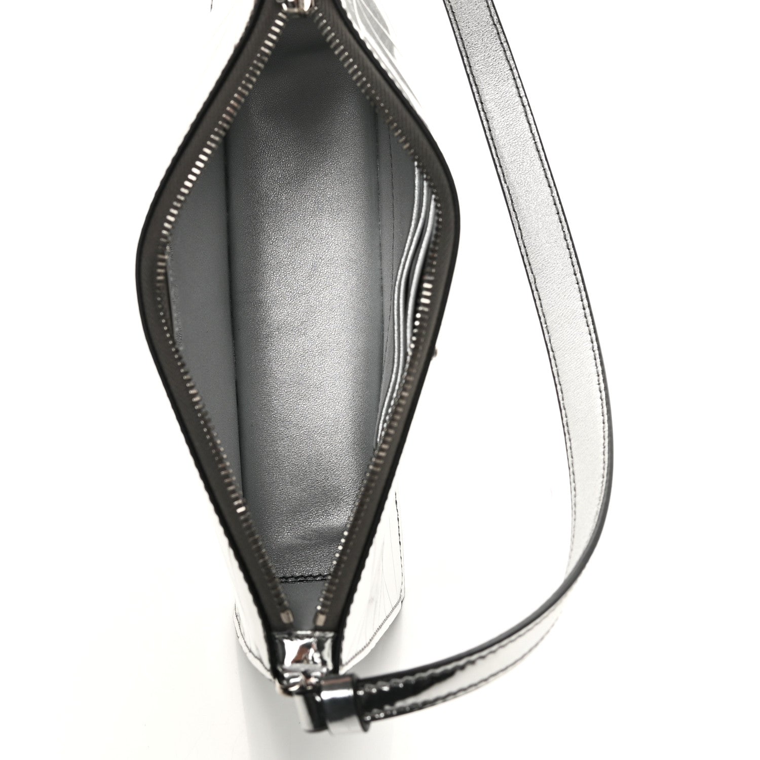 Prada Spazzolato Metal Triangle Logo Triangle Patterned Mini Shoulder Bag Argento 4 of 8