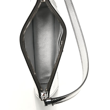 Prada Spazzolato Metal Triangle Logo Triangle Patterned Mini Shoulder Bag Argento 4 of 8