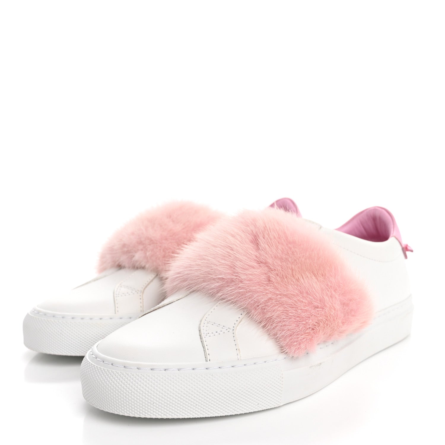 Givenchy Calfskin Mink Fur Womens Urban Street Sneakers 38.5 White Rose 4 of 11