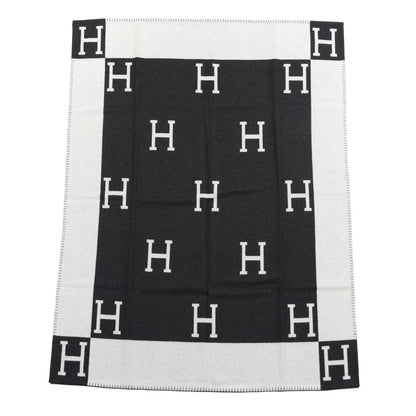 Hermes Wool Cashmere Avalon Blanket Ecru Gris Fonce 1 of 3