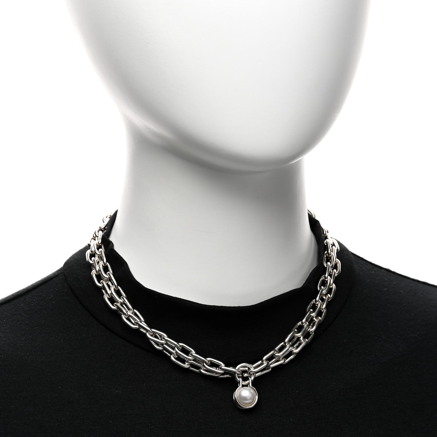 Tiffany Sterling Silver Cultured Pearl HardWear Necklace 2 of 6