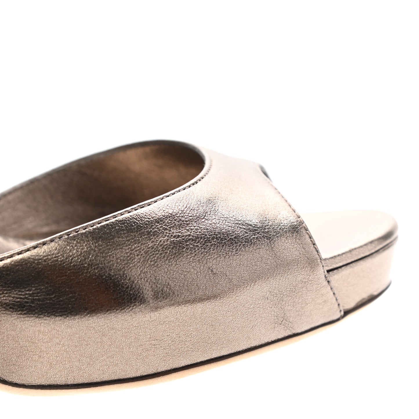 Metallic Nappa Bamboo Mid Heel Slide Sandals 36.5 Bronze