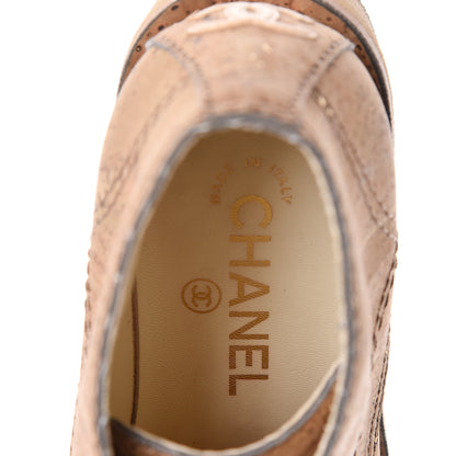 Chanel Cork Lace Up Boots 37 Beige Gold 9 of 11