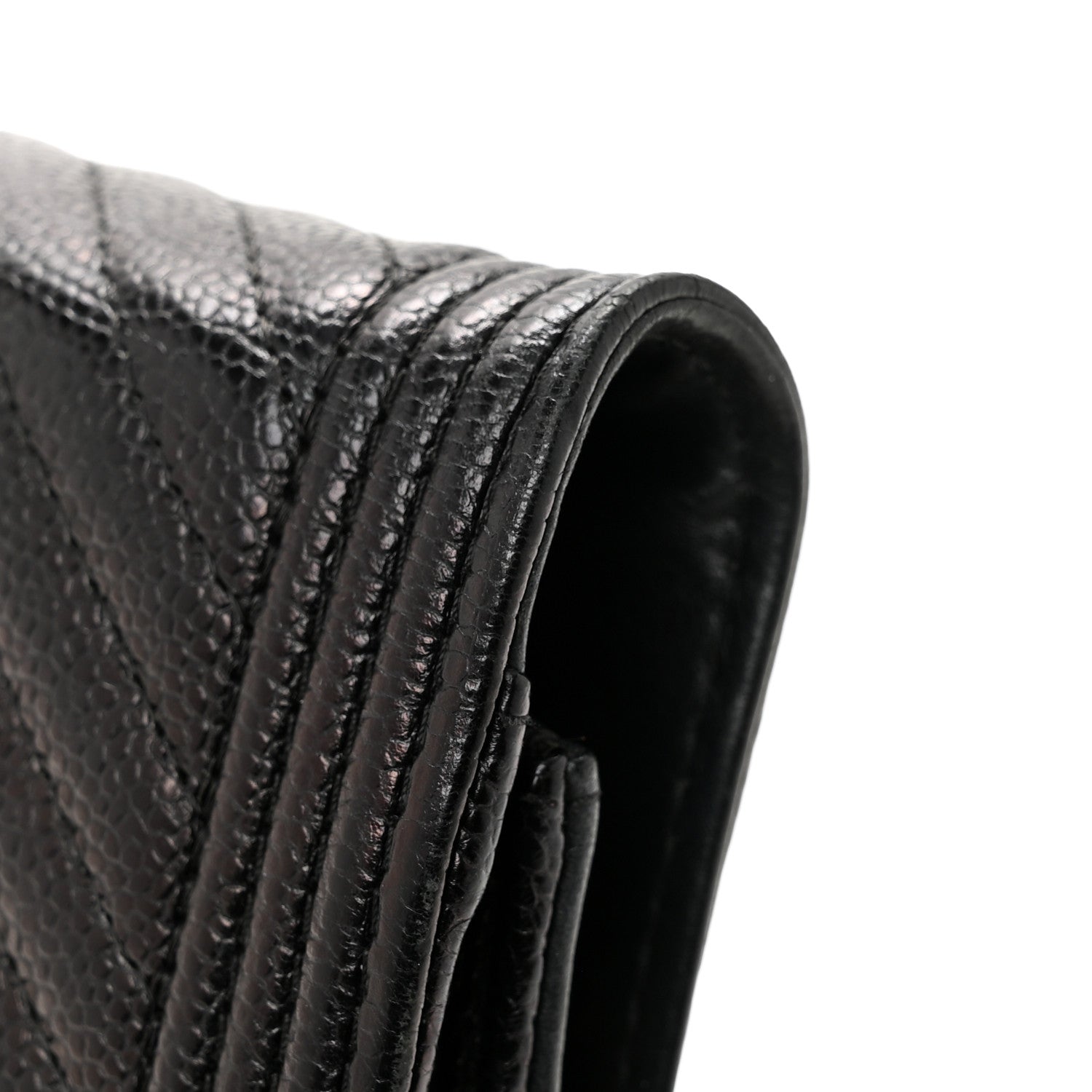 Chanel Caviar Chevron Quilted Boy Wallet On Chain WOC Black 14 of 14