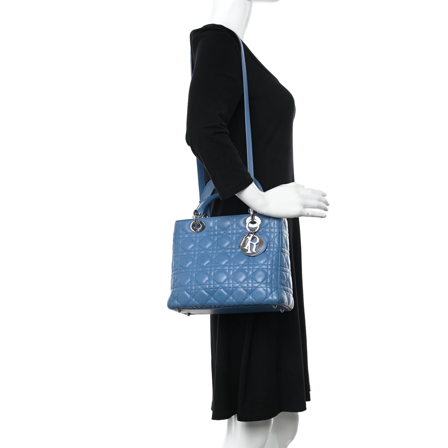 Lambskin Cannage Medium Lady Dior Blue