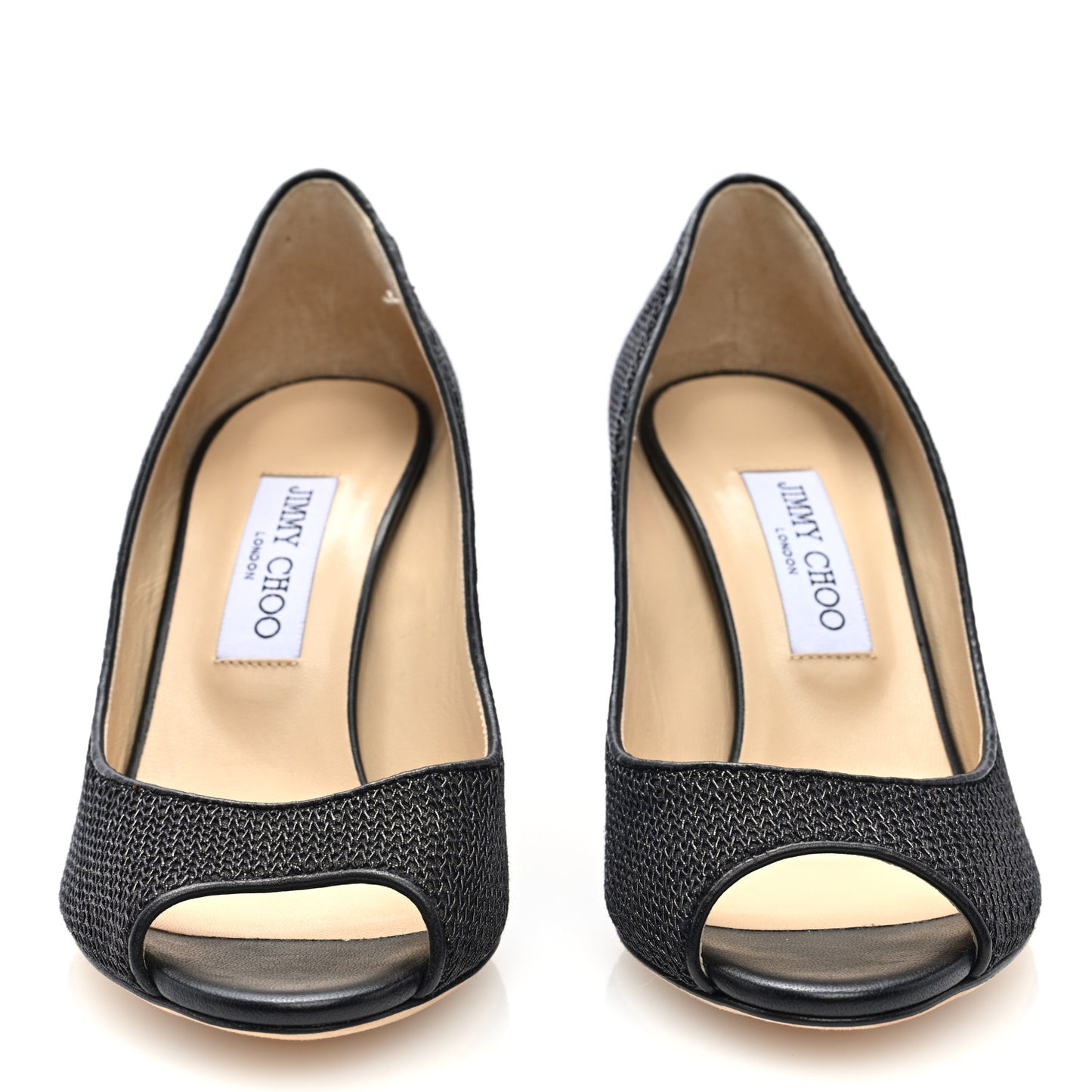 Fabric Woven Peep Toe Wedges 38 Black