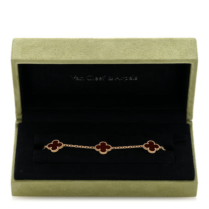 Van Cleef & Arpels 18K Yellow Gold Carnelian 5 Motifs Vintage Alhambra Bracelet 4 of 4