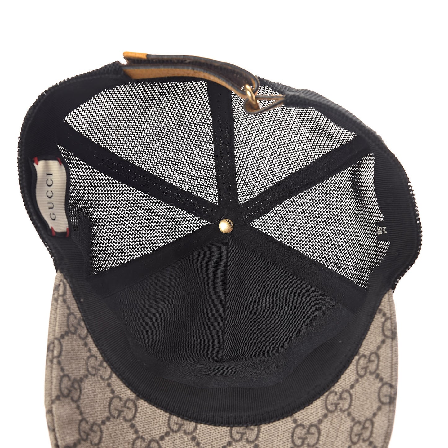 Soft GG Supreme Monogram Mesh Textured Dollar Calfskin Neo Vintage Rap Baseball Hat M Dark Brown Black