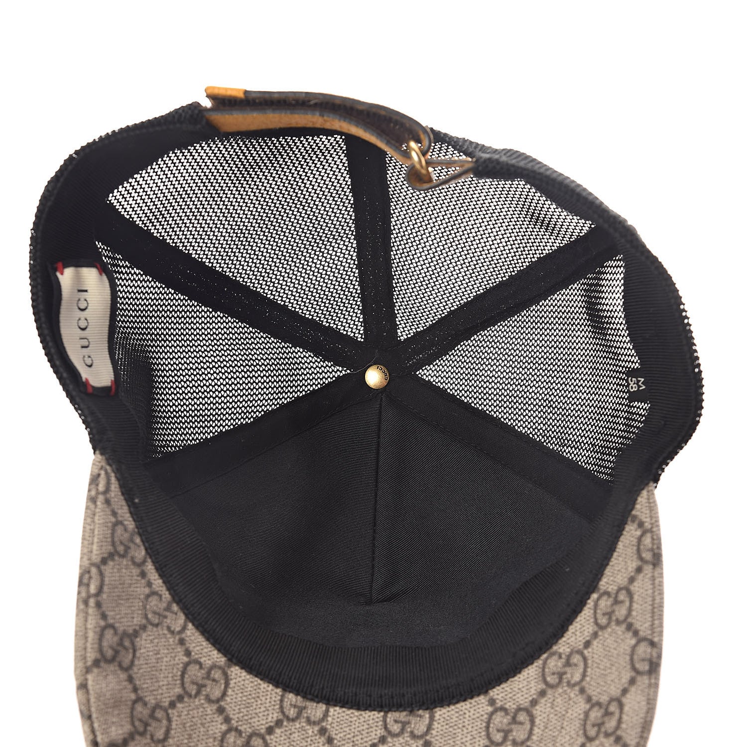 Gucci Soft GG Supreme Monogram Mesh Textured Dollar Calfskin Neo Vintage Rap Baseball Hat M Dark Brown Black 5 of 9