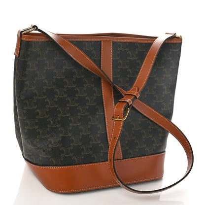 Celine Triomphe Canvas Calfskin Medium Bucket Bag Tan 2 of 8