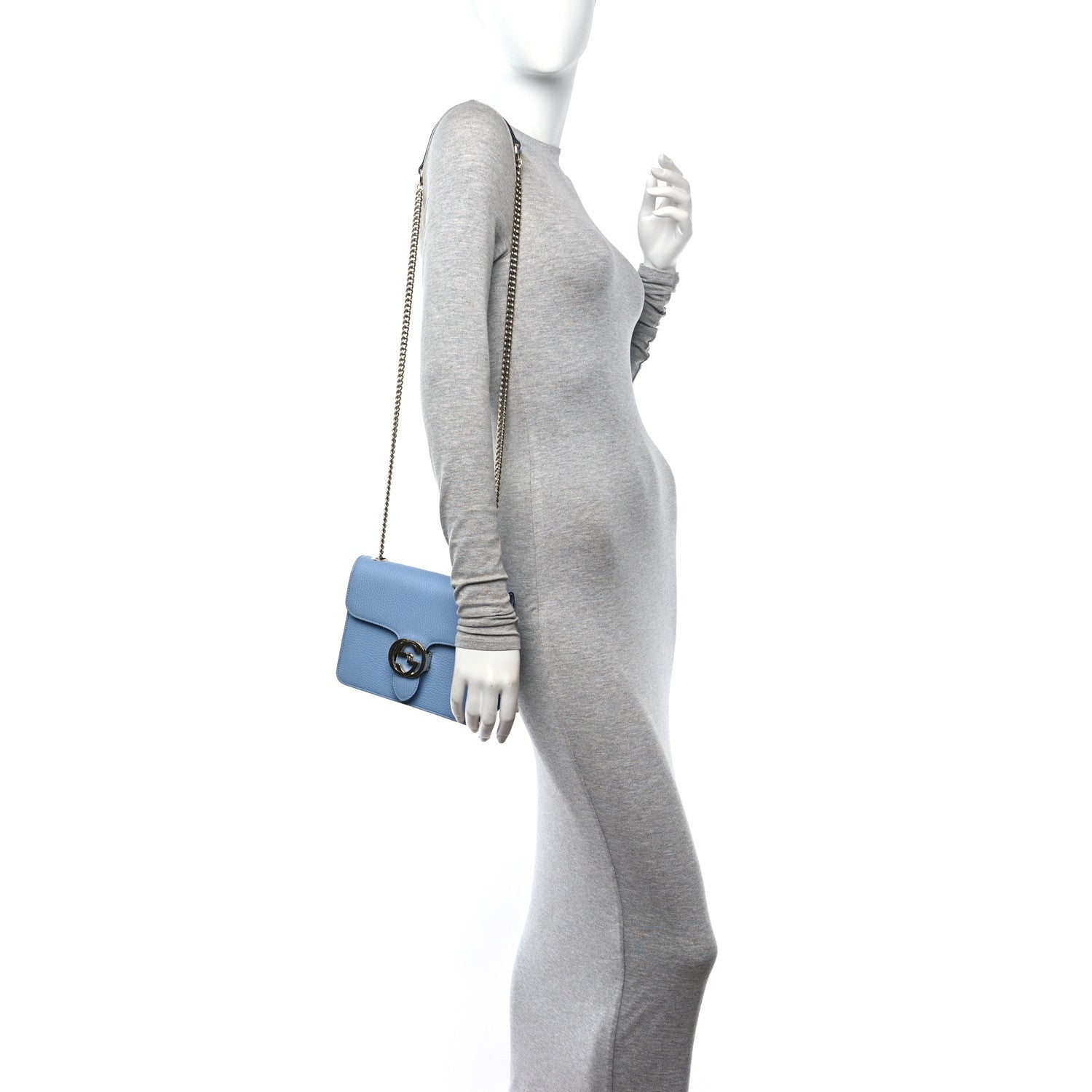 Gucci Dollar Calfskin Small Interlocking G Shoulder Bag Mineral Blue 2 of 11