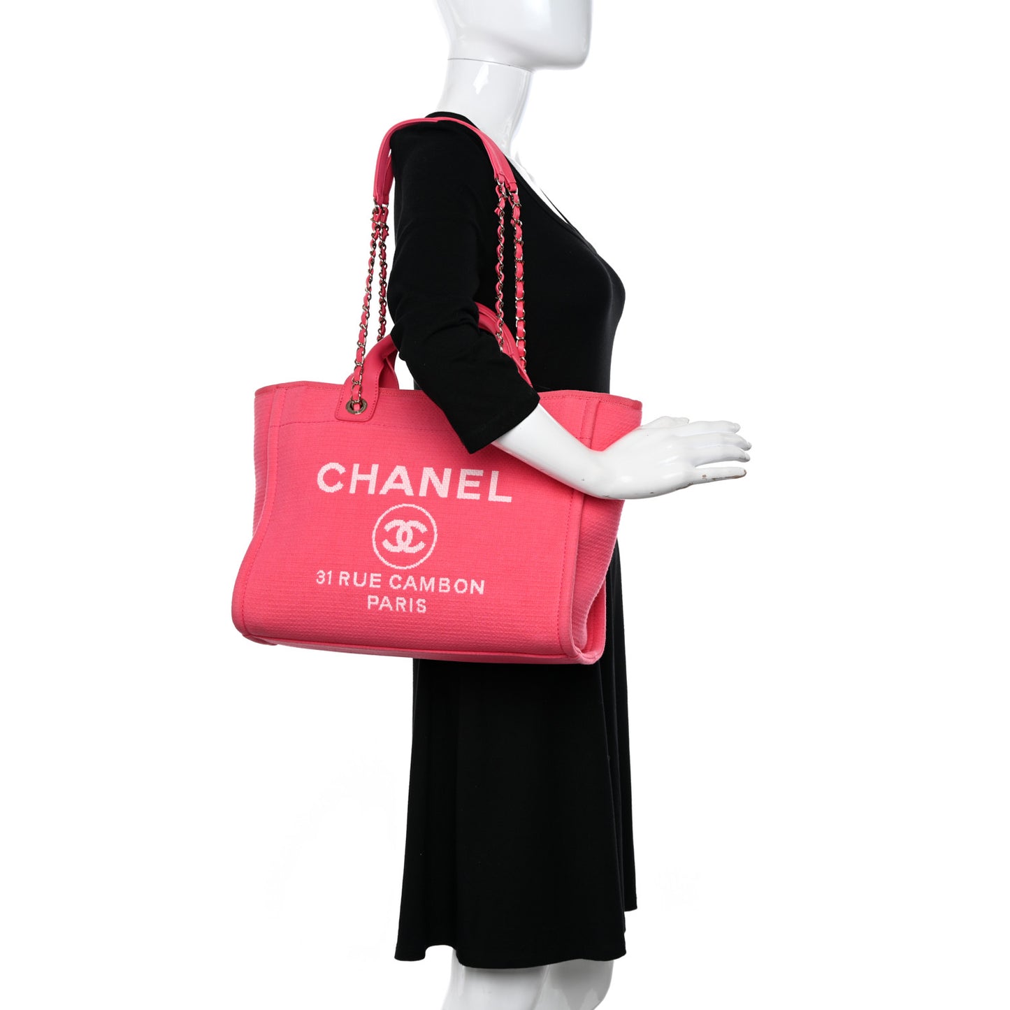 Mixed Fibers Calfskin Small Deauville Tote Pink