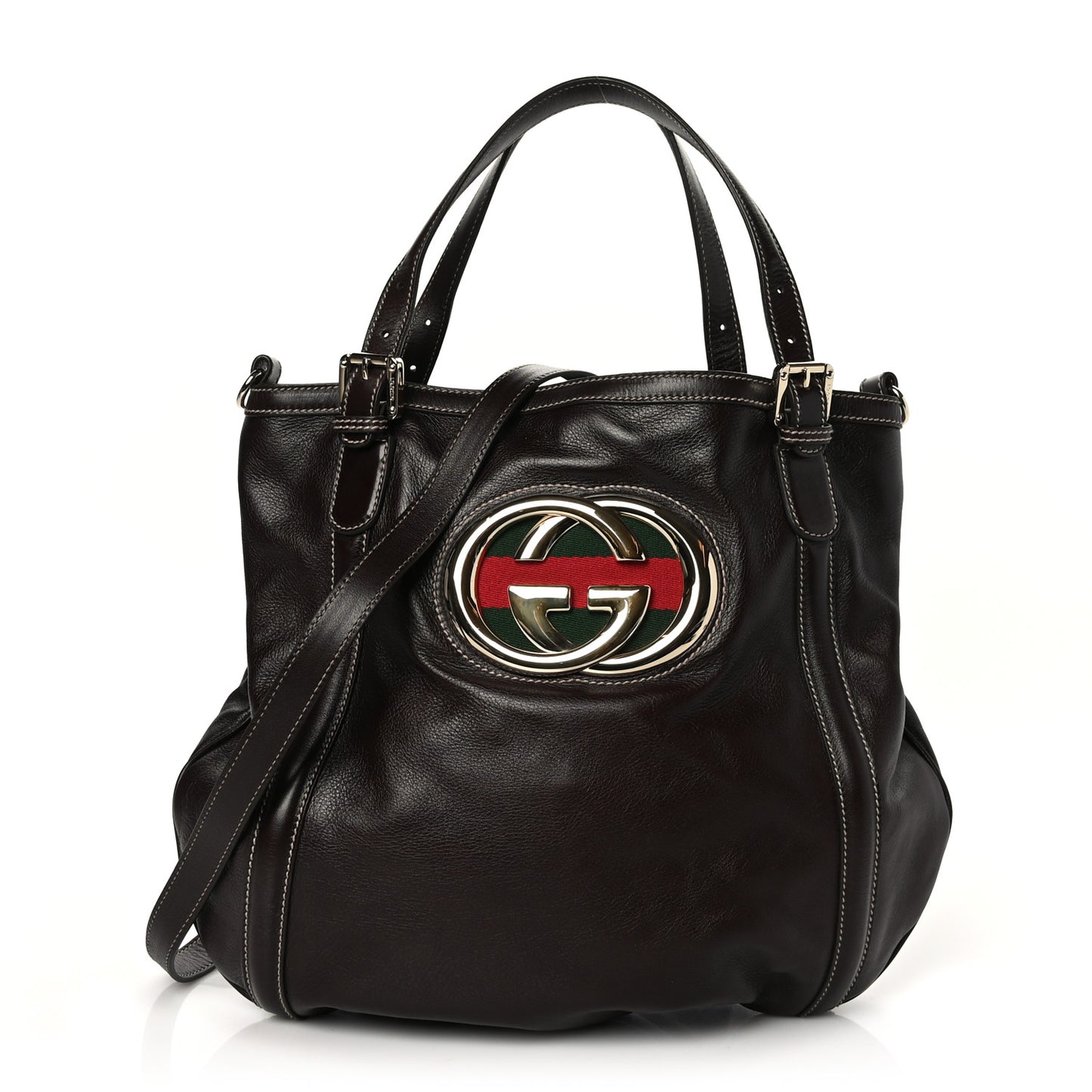 Calfskin Medium Britt Tote Dark Brown