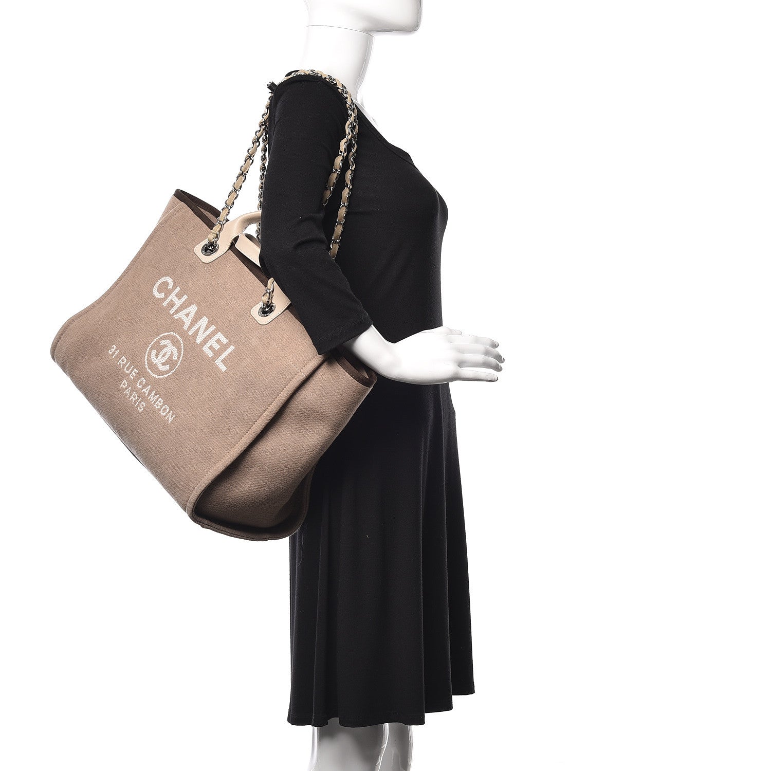 Chanel Canvas Large Deauville Tote Ecru 3 of 10