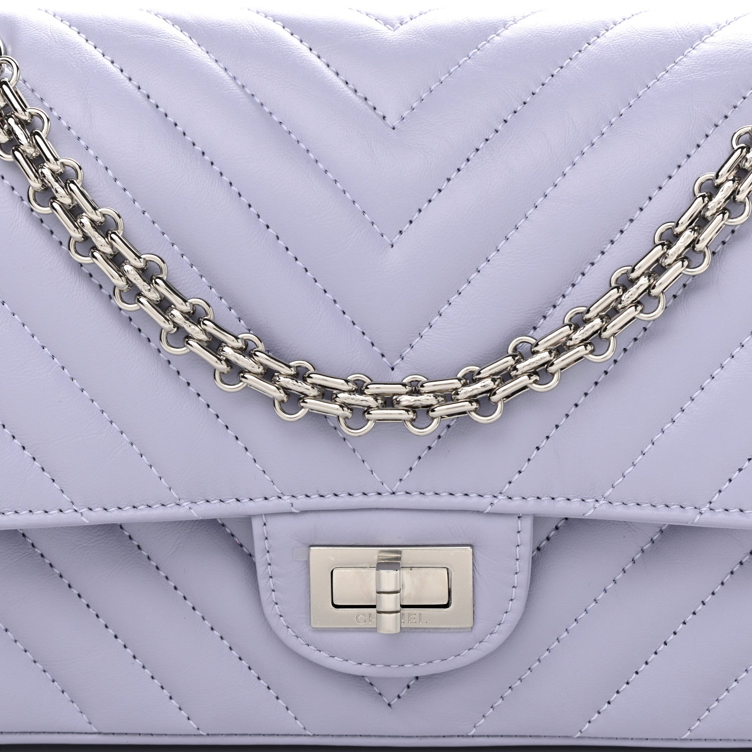 Chanel Aged Calfskin Chevron Quilted 2.55 Reissue 225 Flap Light Purple 10 of 10