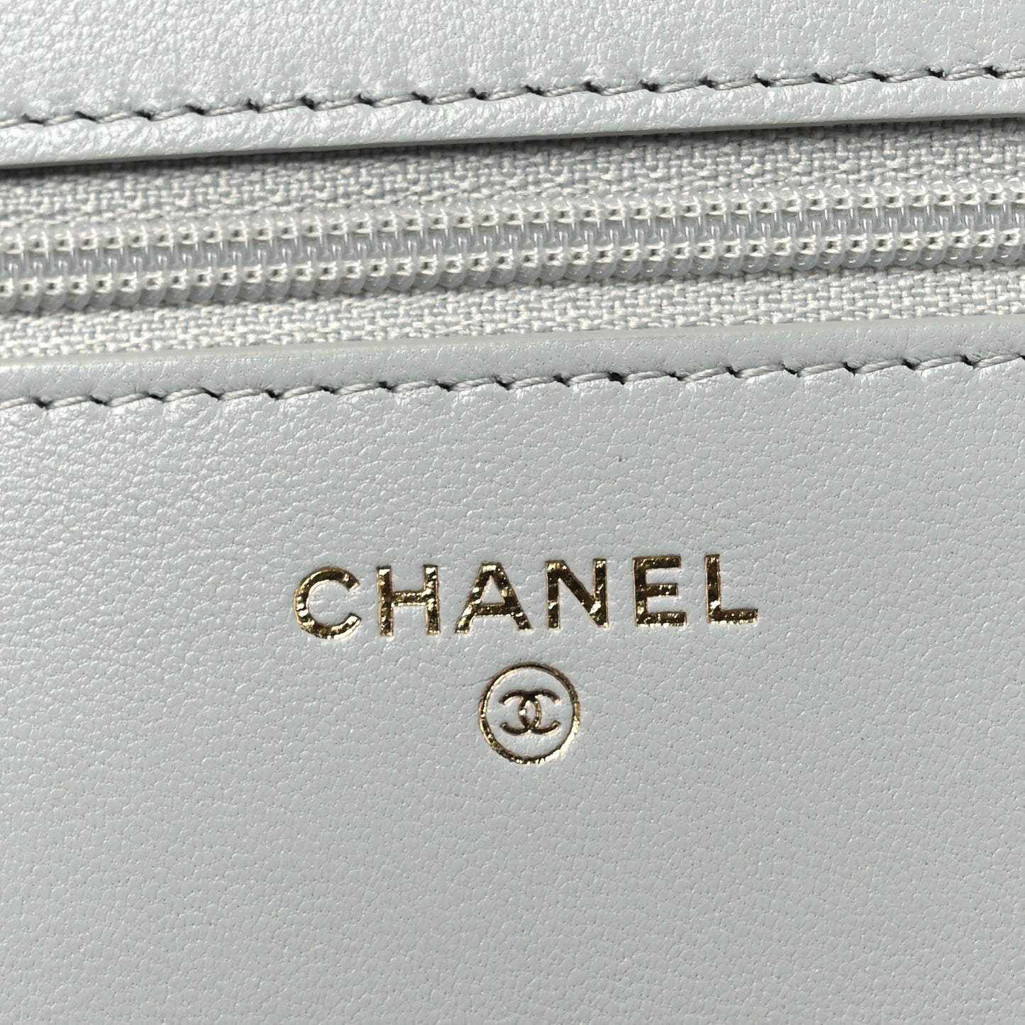 Lambskin Quilted Chanel 19 Wallet On Chain WOC Light Blue