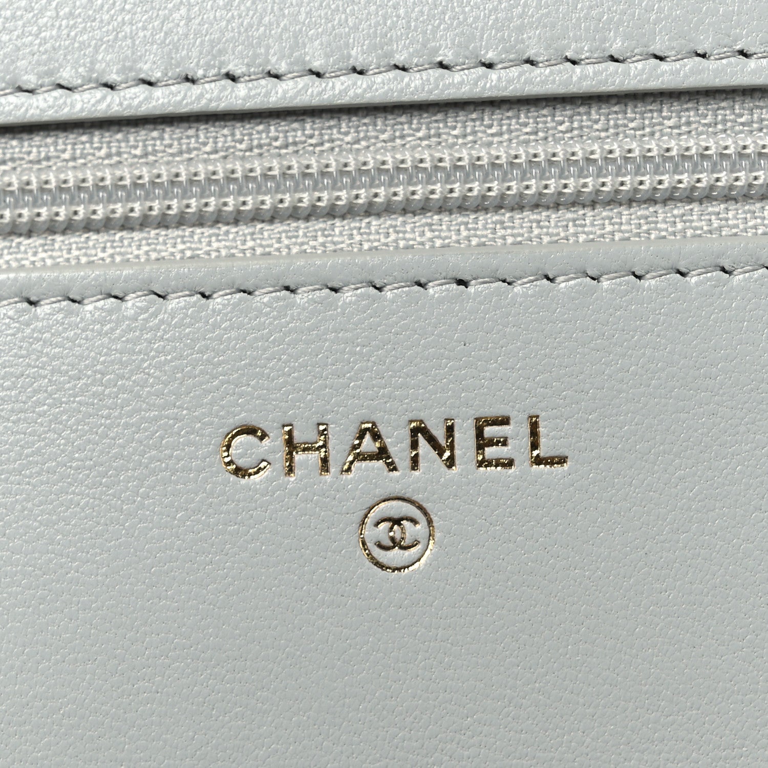 Chanel Lambskin Quilted Chanel 19 Wallet On Chain WOC Light Blue 6 of 13