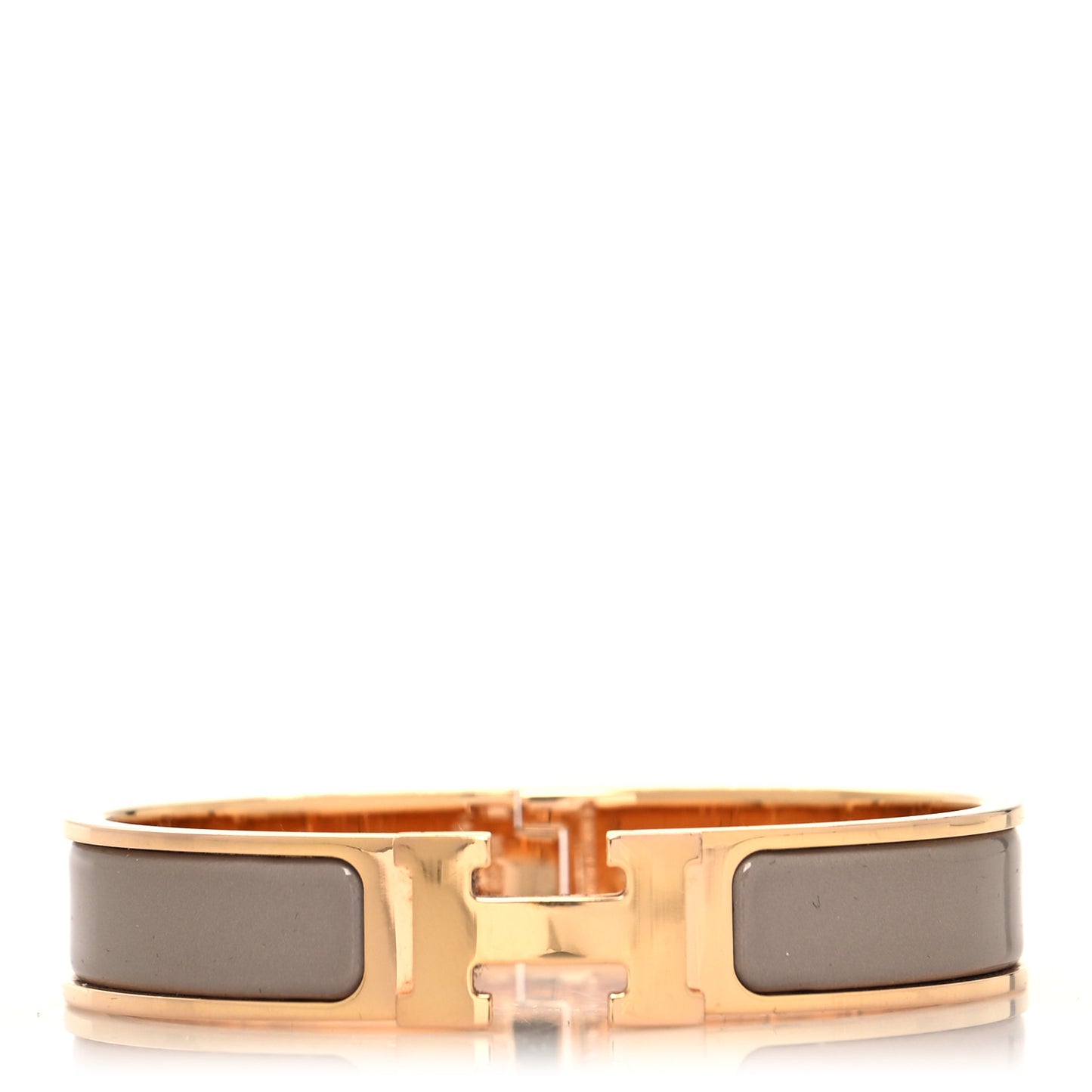 Enamel Narrow Clic Clac H Bracelet PM Marron Glace