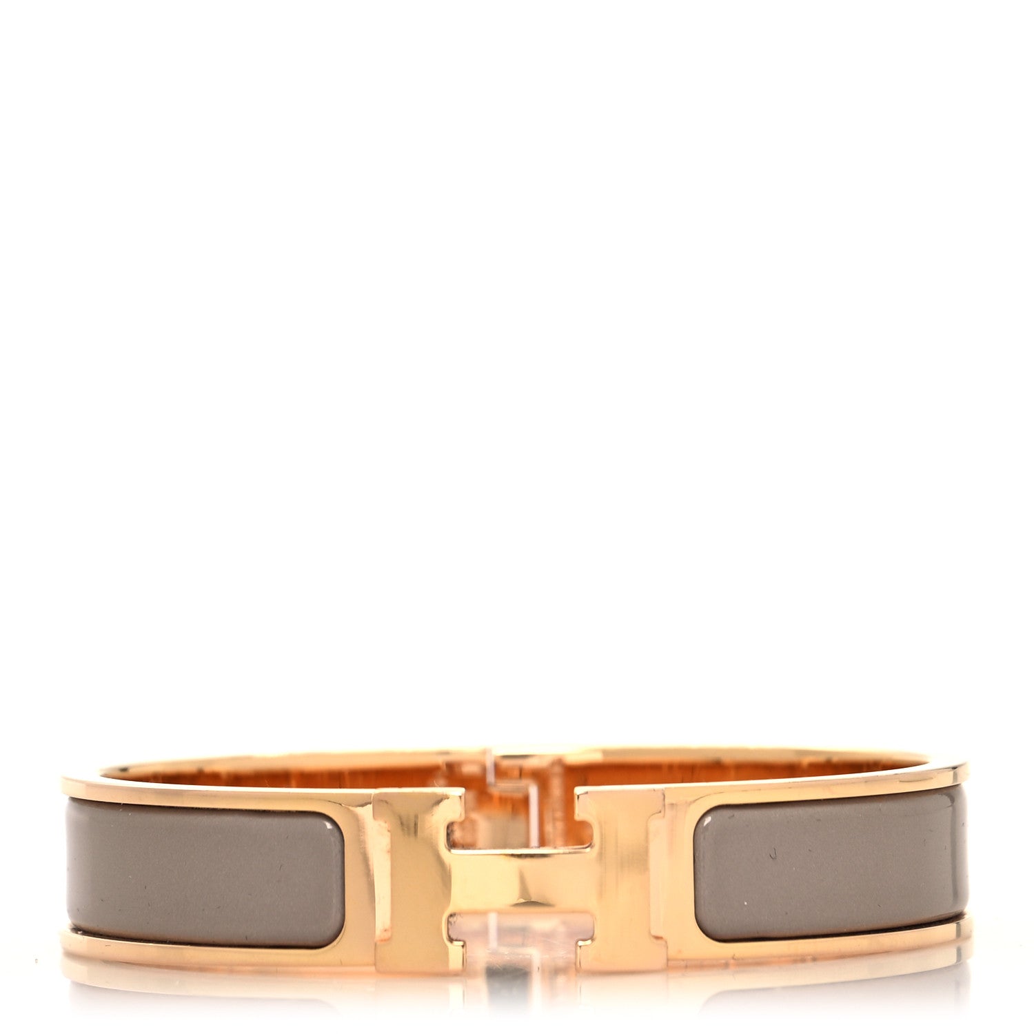 Hermes Enamel Narrow Clic Clac H Bracelet PM Marron Glace 1 of 5