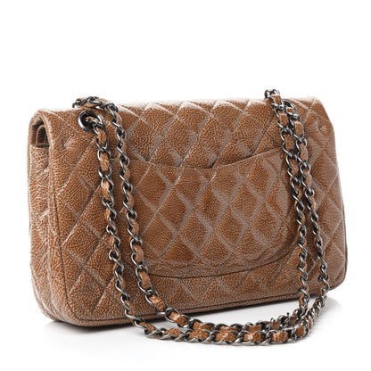 Chanel Crinkled Patent Quilted Medium Double Flap Brown 3 of 11