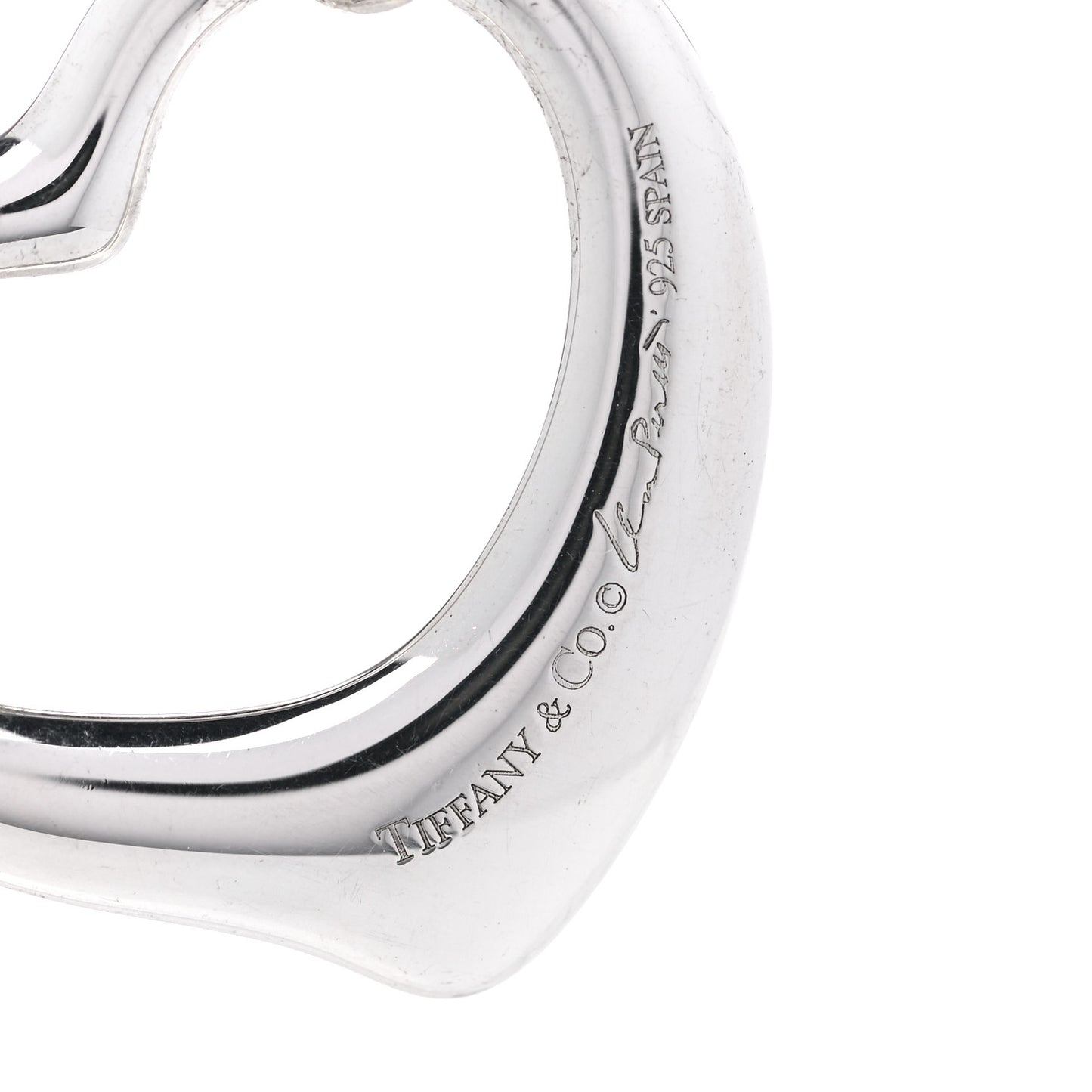 Sterling Silver 35mm Elsa Peretti Open Heart Link Pendant Necklace