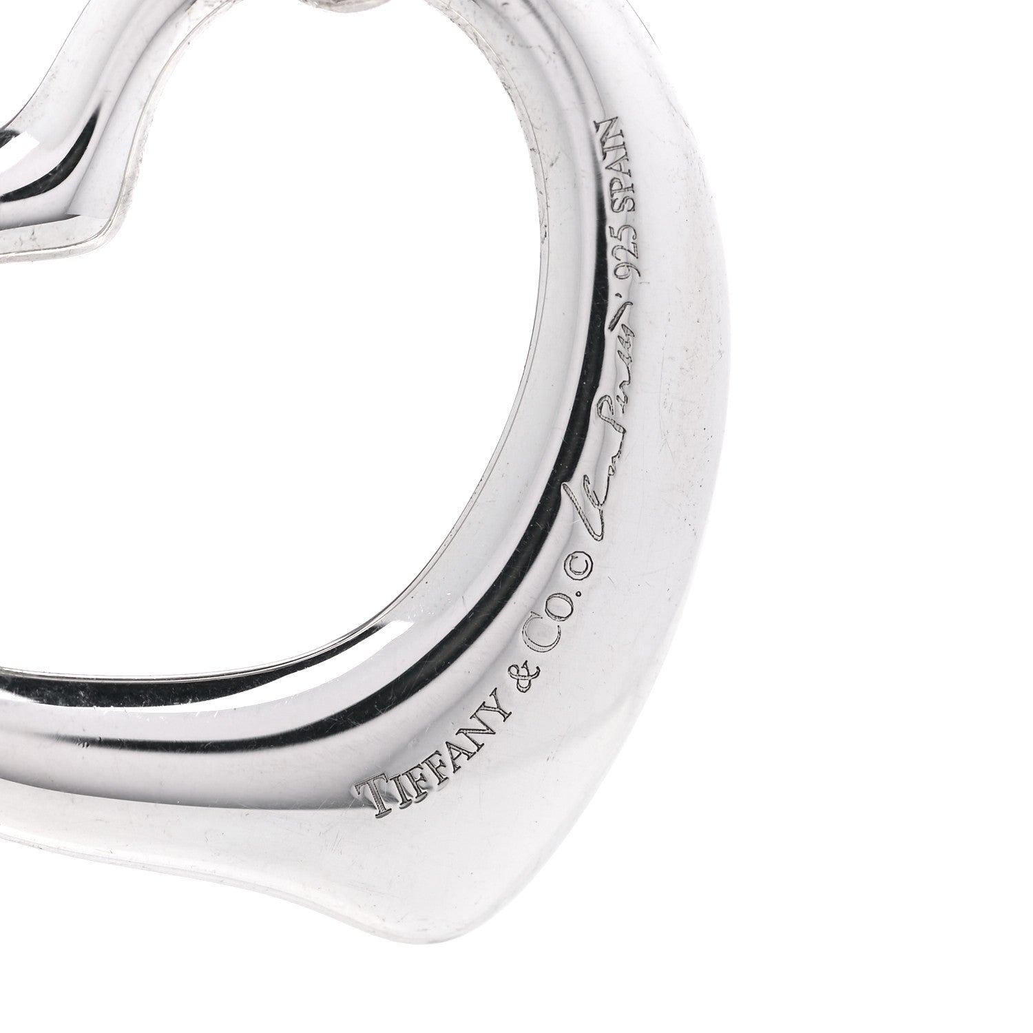 Tiffany Sterling Silver 35mm Elsa Peretti Open Heart Link Pendant Necklace 6 of 6