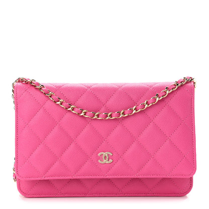 Chanel Caviar Quilted Wallet on Chain WOC Dark Pink 1 of 11