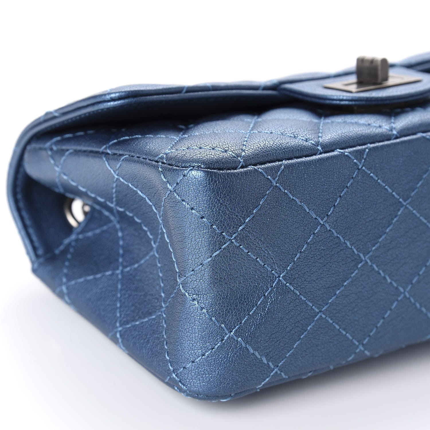 Chanel Metallic Sheepskin Quilted 2.55 Reissue Mini Flap Blue 6 of 10